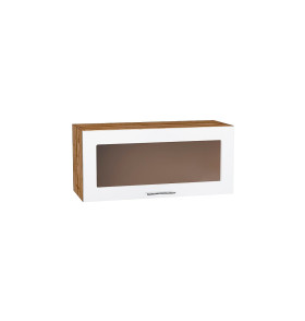 Шкаф верхний горизонтальный остекленный Валерия-М, цвет: Белый глянец