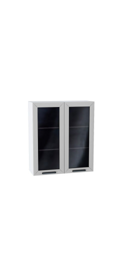 Шкаф верхний с 2-мя остекленными дверцами Глетчер, цвет: Гейнсборо Силк | Пленка ПВХ «Soft Touch»., Гейнсборо Силк