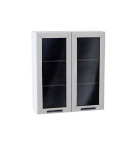 Шкаф верхний с 2-мя остекленными дверцами Глетчер, цвет: Гейнсборо Силк