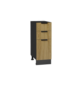 Шкаф нижний с 3-мя ящиками Евро, цвет: Дуб песочный