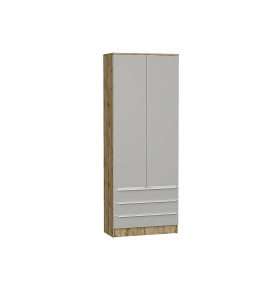 Шкаф двухстворчатый Стиль ШК-803 с ящиками, цвет: Silky Light Grey