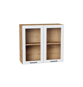 Шкаф верхний с 2-мя остекленными дверцами Барселона, цвет: Белый