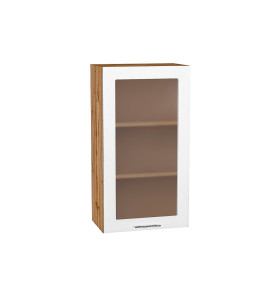 Шкаф верхний с 1-ой остекленной дверцей Валерия-М, цвет: Белый металлик