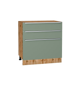 Шкаф нижний с 3-мя ящиками Фьюжн, цвет: Silky Mint