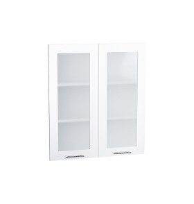 Комплект фасадов Валерия-М со стеклом для каркаса Ф-55Н В809, цвет: Белый глянец