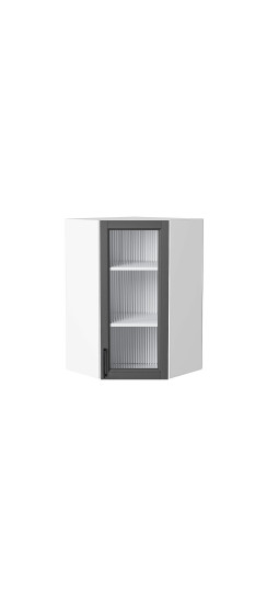 Шкаф верхний угловой остекленный Сканди, цвет: Stormy Silkwood | ПЭТ, Stormy Silkwood