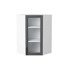 Шкаф верхний угловой остекленный Сканди, цвет: Stormy Silkwood