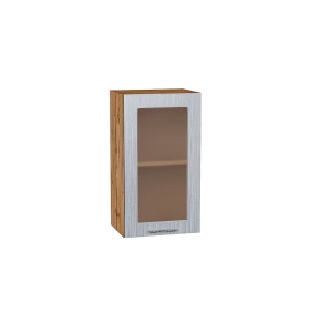 Шкаф верхний с 1-ой остекленной дверцей Валерия-М, цвет: Серый металлик дождь светлый