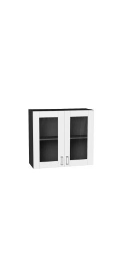 Шкаф верхний с 2-мя остекленными дверцами Лофт, цвет: White Silk | ПЭТ, White Silk