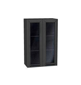 Шкаф верхний с 2-мя остекленными дверцами Глетчер, цвет: Маренго Силк