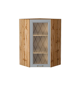 Шкаф верхний угловой остекленный Ницца, цвет: Графит