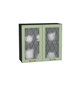 Шкаф верхний с 2-мя остекленными дверцами Ницца, цвет: Дуб оливковый