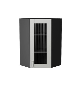 Шкаф верхний угловой остекленный Лофт, цвет: Grey Silk