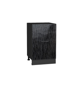 Шкаф нижний с 3-мя ящиками Валерия-М, цвет: Черный металлик дождь