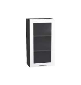 Шкаф верхний с 1-ой остекленной дверцей Валерия-М, цвет: Белый глянец