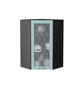 Шкаф верхний угловой остекленный Ницца, цвет: Голубой