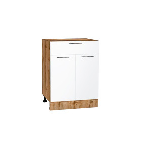 Шкаф нижний с 2-мя дверцами и ящиком Валерия-М, цвет: Белый глянец