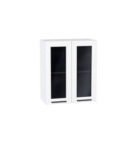 Шкаф верхний с 2-мя остекленными дверцами Глетчер, цвет: Айленд Силк