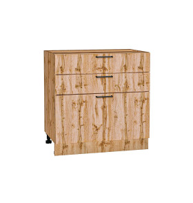 Шкаф нижний с 3-мя ящиками Флэт, цвет: Wotan Oak 2S