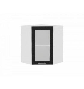 Шкаф верхний угловой остекленный Валерия-М, цвет: Черный металлик