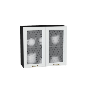 Шкаф верхний с 2-мя остекленными дверцами Ницца, цвет: Белый