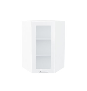 Шкаф верхний угловой остекленный Валерия-М, цвет: Белый глянец