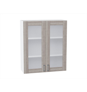 Шкаф верхний с 2-мя остекленными дверцами Лофт, цвет: Cappuccino Veralinga