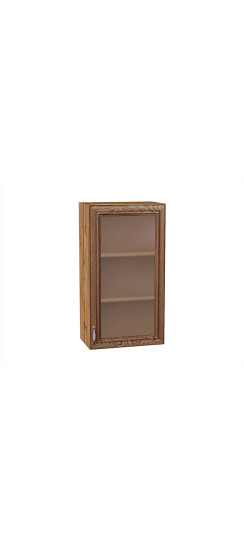 Шкаф верхний с 1-ой остекленной дверцей Шале, цвет: Brown Dreamline | Эко Шпон — структурный материал с защитным слоем оверлея (Южная Корея). Отличается высокой стойкостью к истиранию и механическим повреждениям. Репродукция натуральных материалов — Super