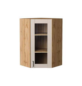 Шкаф верхний угловой остекленный Лофт, цвет: Cream Silk