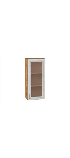 Шкаф верхний с 1-ой остекленной дверцей Шале, цвет: White Dreamline | Эко Шпон — структурный материал с защитным слоем оверлея (Южная Корея). Отличается высокой стойкостью к истиранию и механическим повреждениям. Репродукция натуральных материалов — Super