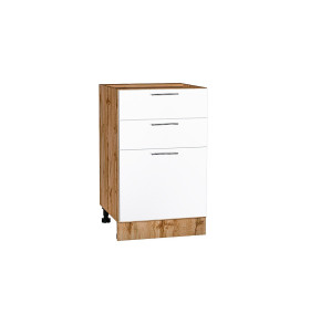 Шкаф нижний с 3-мя ящиками Валерия-М, цвет: Белый глянец