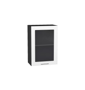 Шкаф верхний с 1-ой остекленной дверцей Валерия-М, цвет: Белый металлик