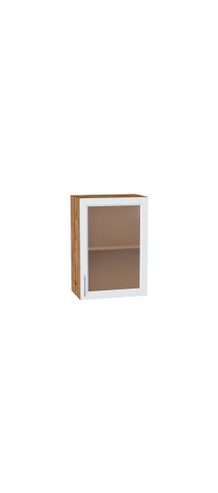 Шкаф верхний с 1-ой остекленной дверцей Сканди, цвет: White Softwood | Эко Шпон с уникальным покрытием «Soft-touch» и защитным лаком (Япония)., White Softwood