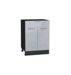 Шкаф нижний с 2-мя дверцами и ящиком Валерия-М, цвет: Серый металлик дождь светлый