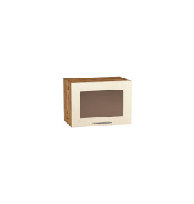 Шкаф верхний горизонтальный остекленный Валерия-М, цвет: Бежевый металлик