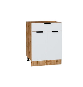 Шкаф нижний с 2-мя дверцами и ящиком Евро, цвет: Белый