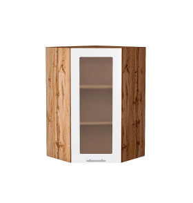 Шкаф верхний угловой остекленный Валерия-М, цвет: Белый глянец