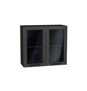 Шкаф верхний с 2-мя остекленными дверцами Глетчер, цвет: Маренго Силк