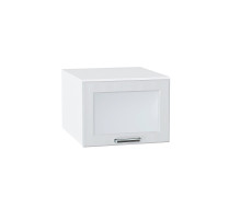 Шкаф верхний горизонтальный остекленный глубокий Прага, цвет: Белое дерево