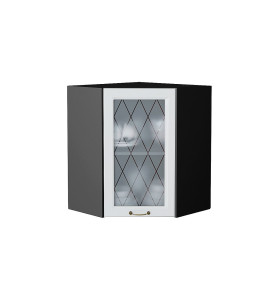 Шкаф верхний угловой остекленный Ницца, цвет: Белый