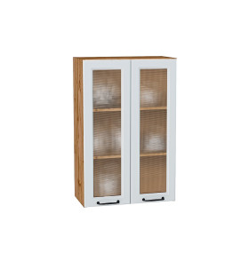 Шкаф верхний с 2-мя остекленными дверцами Ницца, цвет: Blanco