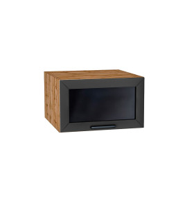 Шкаф верхний горизонтальный остекленный глубокий Глетчер, цвет: Маренго Силк