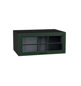 Шкаф верхний горизонтальный остекленный глубокий Дублин, цвет: Special Green