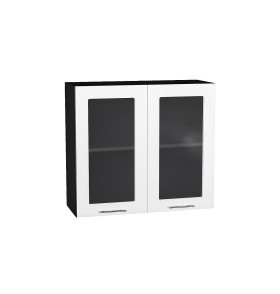 Шкаф верхний с 2-мя остекленными дверцами Валерия-М, цвет: Белый металлик