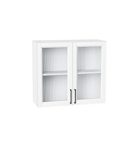 Шкаф верхний с 2-мя остекленными дверцами Сканди, цвет: White Silkwood