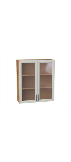 Шкаф верхний с 2-мя остекленными дверцами Сканди, цвет: Cappuccino Softwood | Эко Шпон с уникальным покрытием «Soft-touch» и защитным лаком (Япония)., Cappuccino Softwood