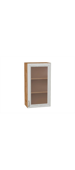 Шкаф верхний с 1-ой остекленной дверцей Шале, цвет: White Dreamline | Эко Шпон — структурный материал с защитным слоем оверлея (Южная Корея). Отличается высокой стойкостью к истиранию и механическим повреждениям. Репродукция натуральных материалов — Super