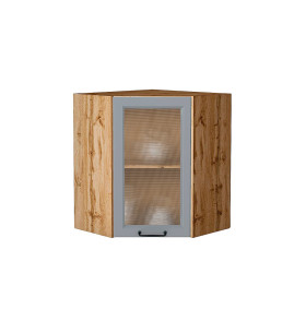 Шкаф верхний угловой остекленный Ницца, цвет: Magnum