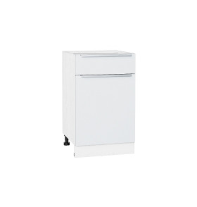 Шкаф нижний с 1-ой дверцей и ящиком Фьюжн, цвет: Silky White