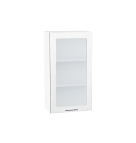 Шкаф верхний с 1-ой остекленной дверцей Валерия-М, цвет: Белый металлик